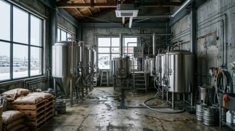 小規模クラフトビール醸造所のタンクルーム