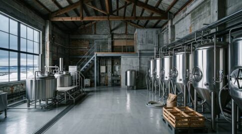 小規模クラフトビール醸造所のタンクルーム