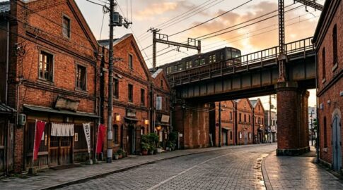 赤れんが建築と橋梁が印象的なノスタルジックな街並み