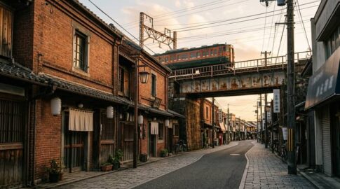 赤れんが建築と橋梁が印象的なノスタルジックな街並み