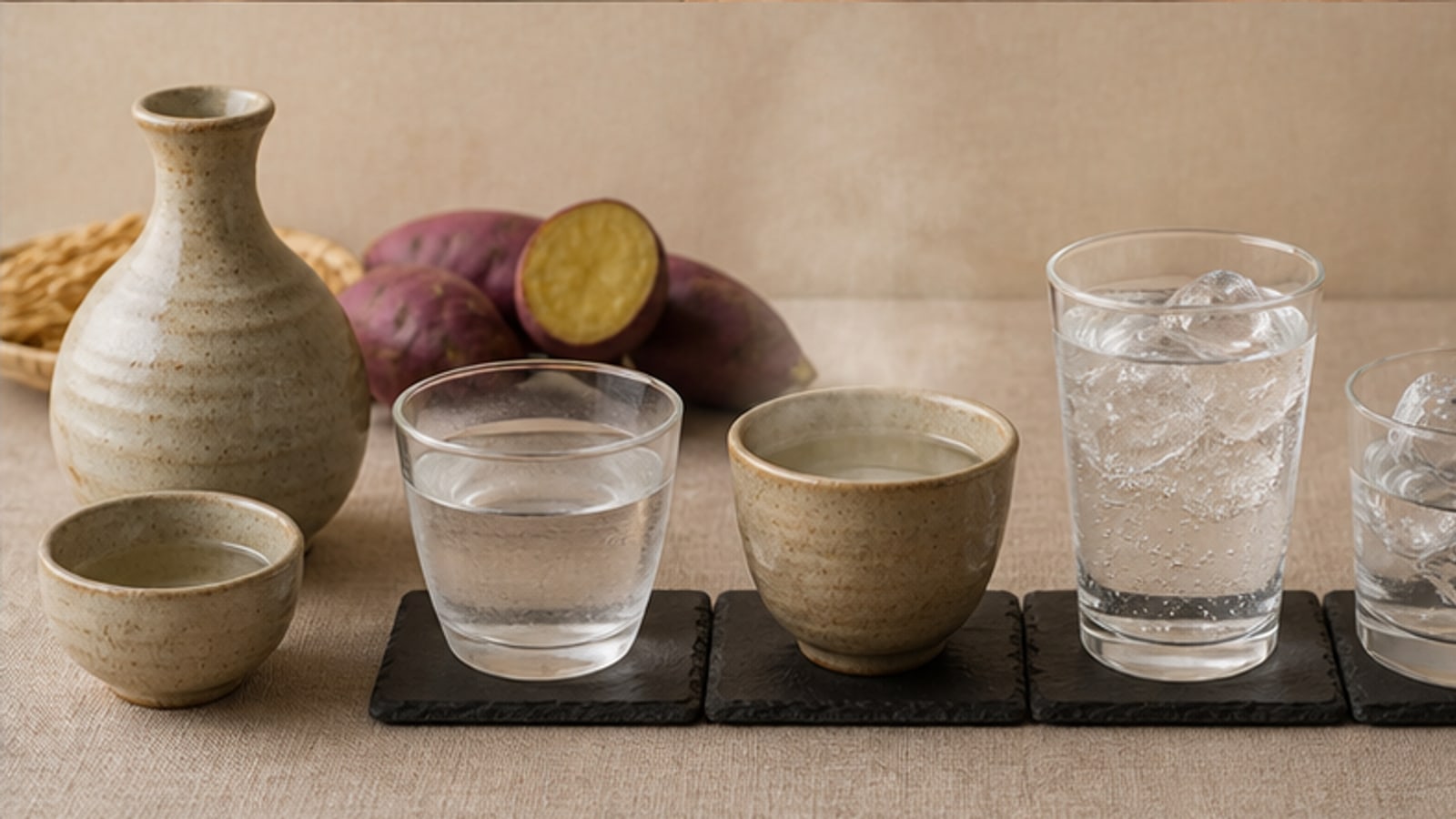 焼酎の飲み方完全ガイド｜水割り・お湯割り・ソーダ割り・ロックの基本の要点を整理するイメージ