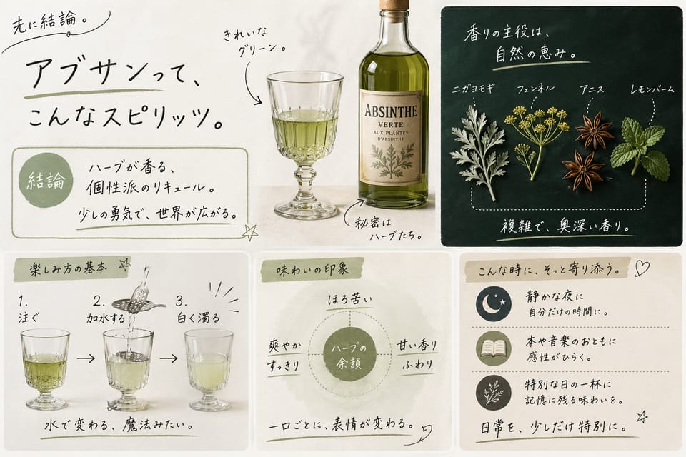 アブサンとパスティスの違い|原料・甘さ・度数・飲み方を比較:先に結論