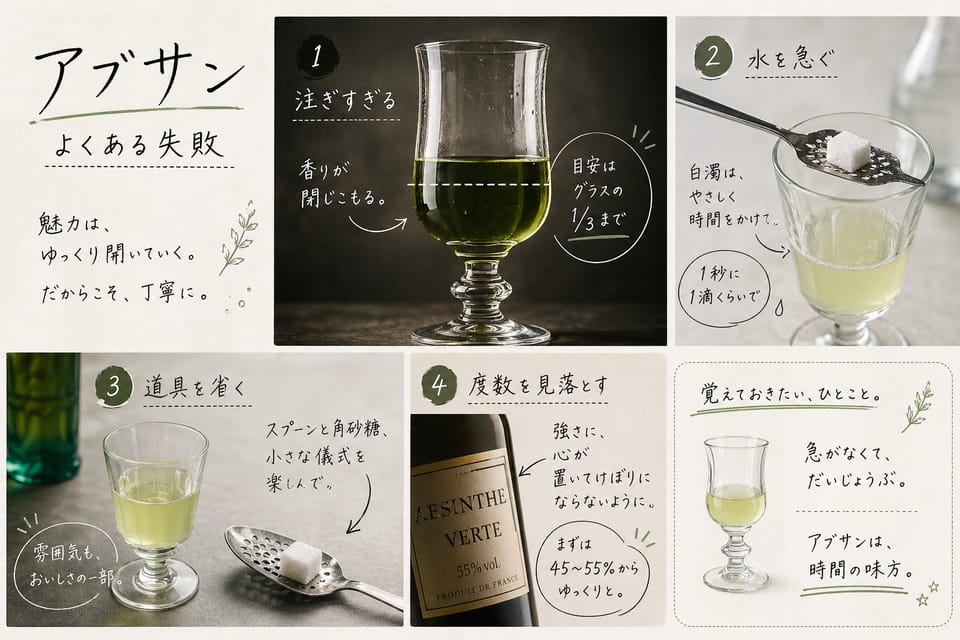 アブサンの飲み方完全ガイド｜伝統的な加水から失敗しにくい比率まで：よくある失敗