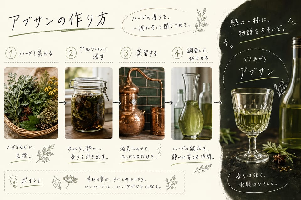 アブサンとは？味・度数・飲み方・幻覚の誤解まで解説：アブサンの作り方