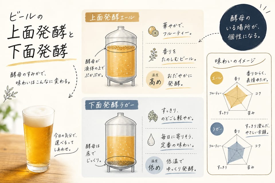 エールとラガーの違いとは？酵母・発酵・味の違いを解説：上面発酵と下面発酵