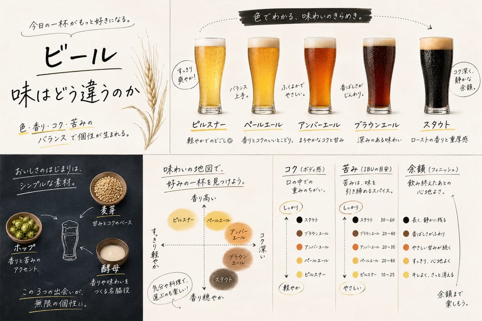ビールと発泡酒の違いとは？新ジャンルとの関係も解説：味はどう違うのか