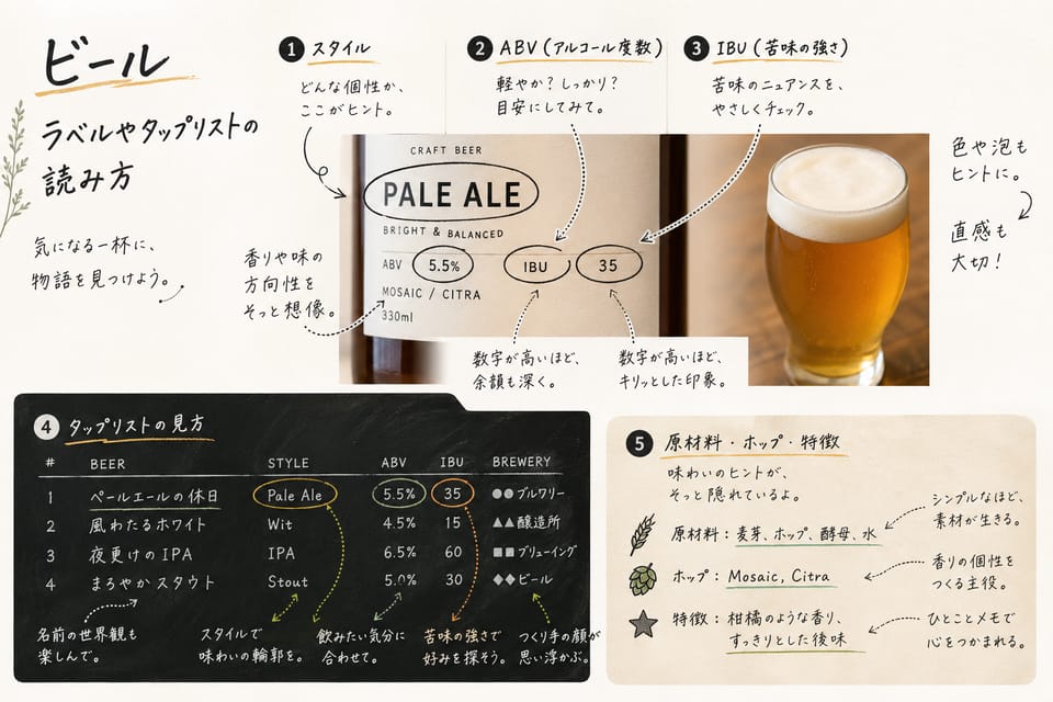 クラフトビールとは？定義・地ビールとの違い・種類をわかりやすく解説：ラベルやタップリストの読み方