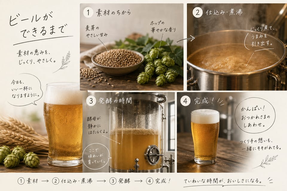 ビールの作り方とは？原料・工程・味が決まる仕組みを解説：ビールづくりの全体像