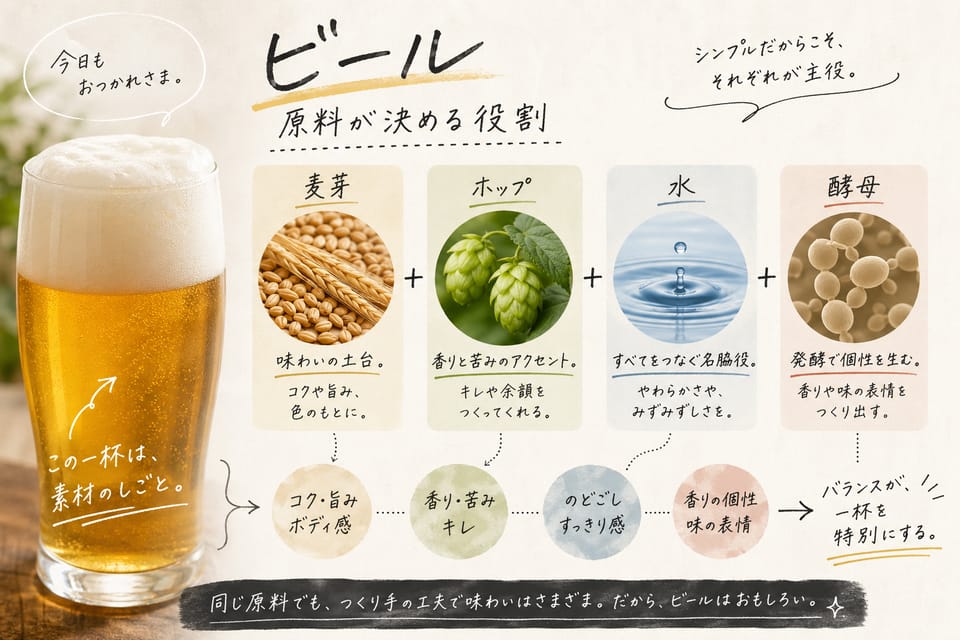 ビールの作り方とは？原料・工程・味が決まる仕組みを解説：原料が決める役割