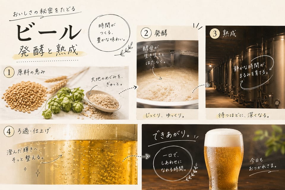 ビールの作り方とは？原料・工程・味が決まる仕組みを解説：発酵と熟成