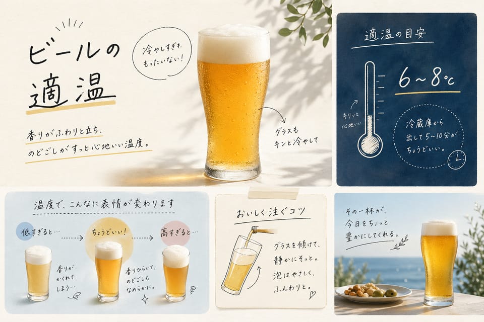 ビールの飲み方完全ガイド｜温度・泡・グラス・注ぎ方：ビールの適温