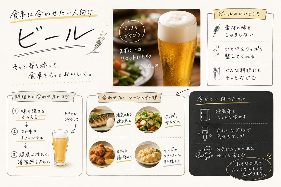 ビールのおすすめはどう選ぶ?初心者向け・タイプ別の選び方:食事に合わせたい人向け