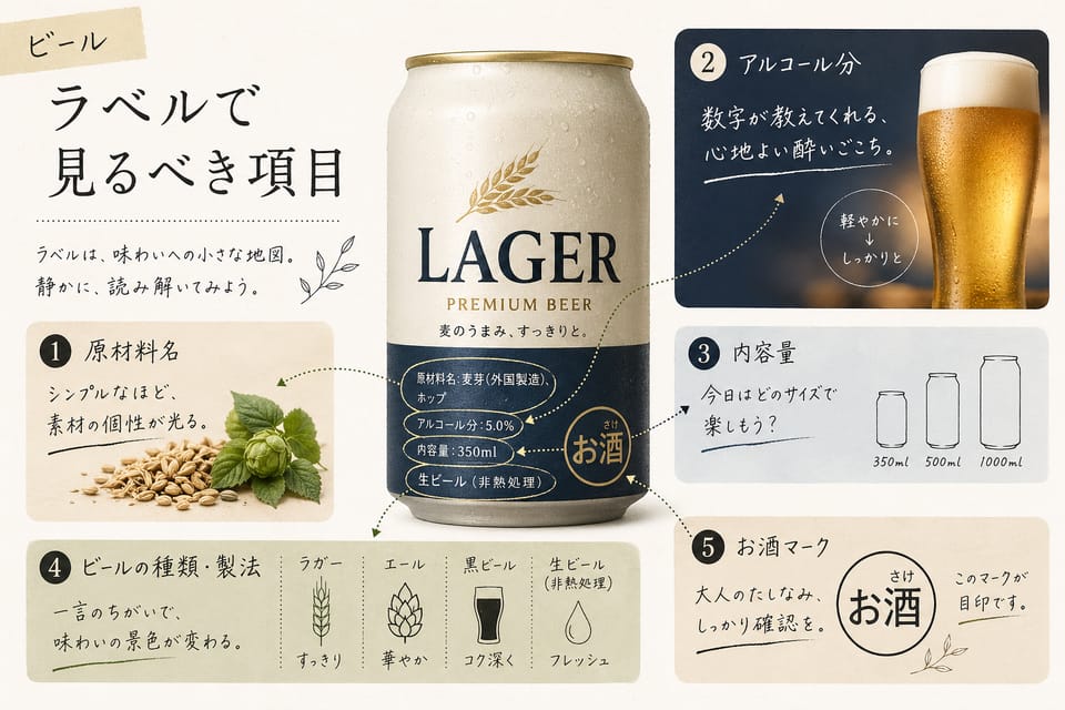 ビールのおすすめはどう選ぶ?初心者向け・タイプ別の選び方:ラベルで見るべき項目