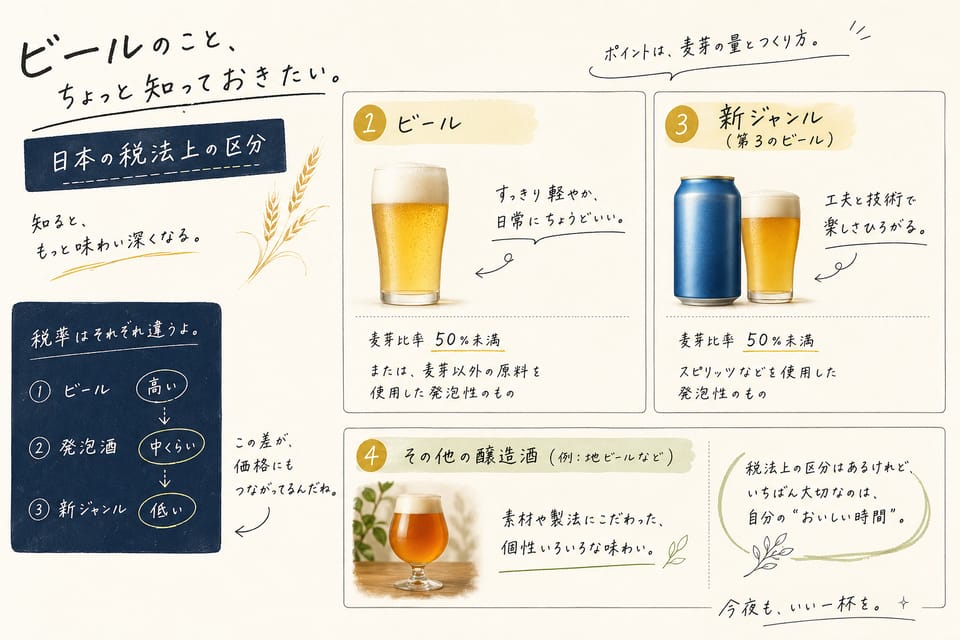 ビールの種類一覧｜基礎からビアスタイルまでまとめて解説：日本の税法上の区分