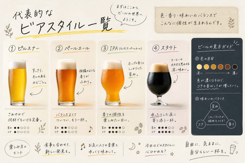 ビールの種類一覧｜基礎からビアスタイルまでまとめて解説：代表的なビアスタイル一覧