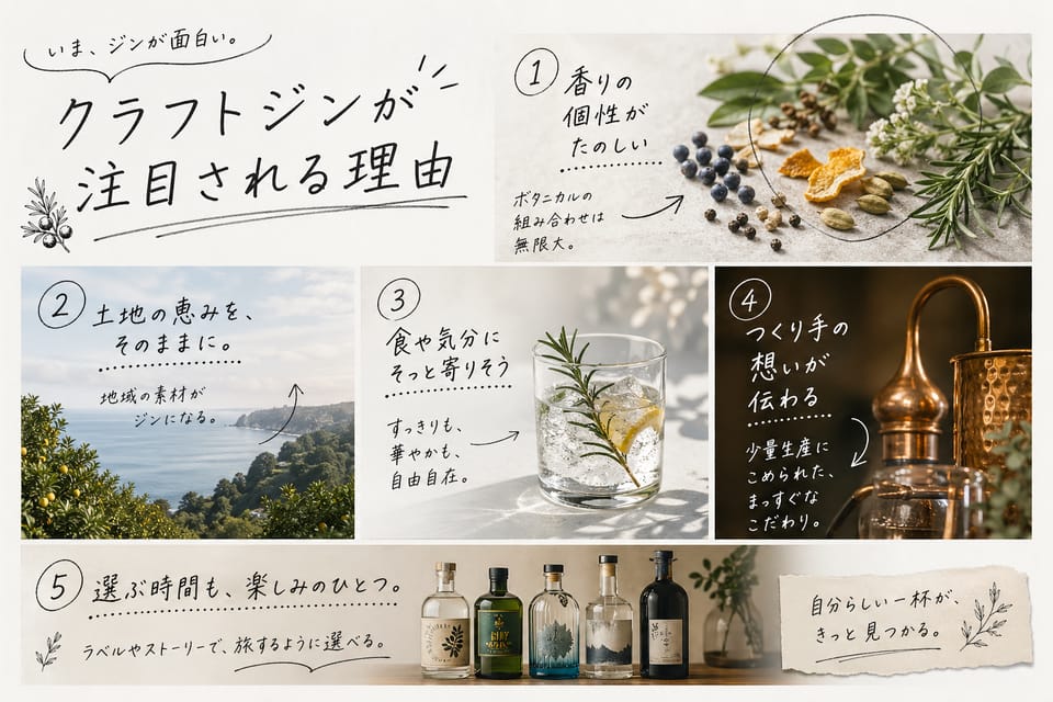 クラフトジンとは？定義が曖昧な理由から魅力まで解説：クラフトジンが注目される理由