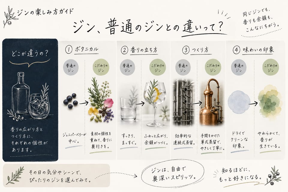 クラフトジンとは？定義が曖昧な理由から魅力まで解説：普通のジンとの違い