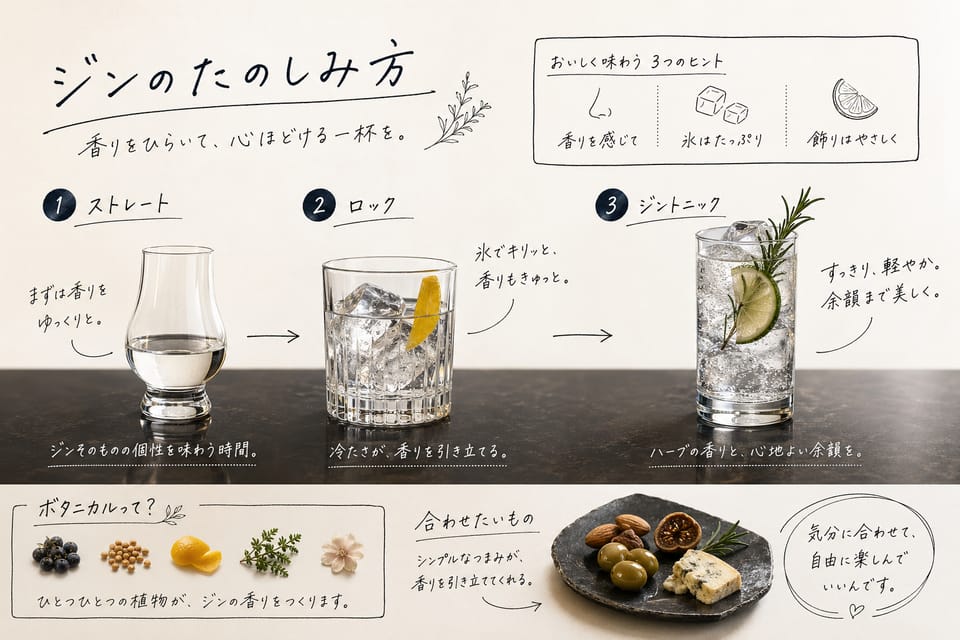 ジンの飲み方完全ガイド｜家飲みでも失敗しにくい順番：最初に押さえたい飲み方の順番