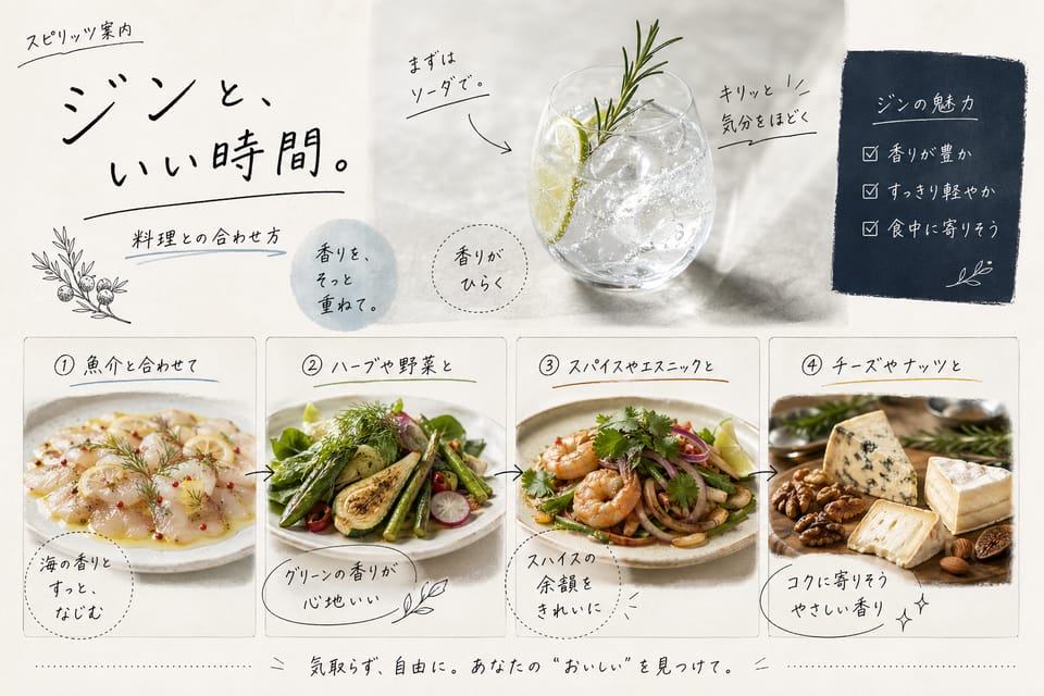 ジンの飲み方完全ガイド｜家飲みでも失敗しにくい順番：料理との合わせ方
