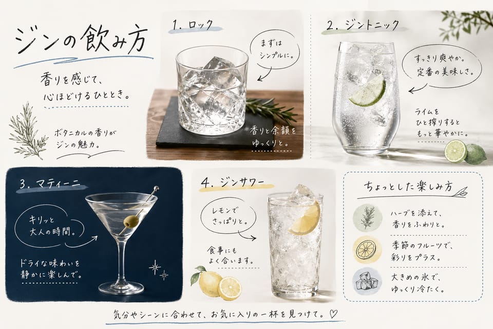 ジンとは？味・種類・飲み方を初心者向けにわかりやすく解説：ジンの飲み方