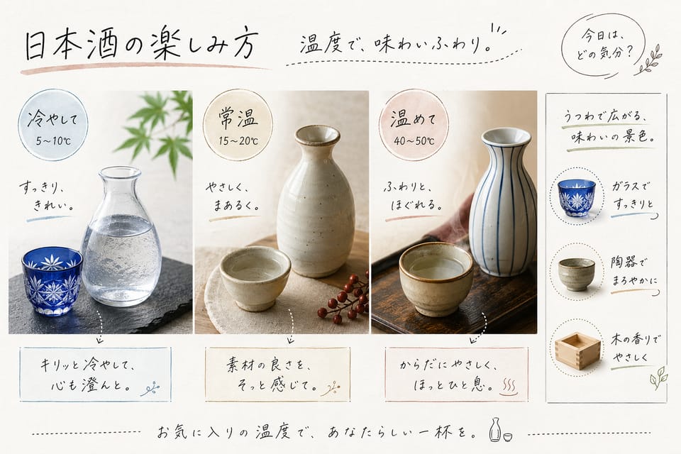 日本酒の飲み方完全ガイド｜温度・酒器・燗酒・和らぎ水：日本酒はなぜ温度で表情が変わるのか