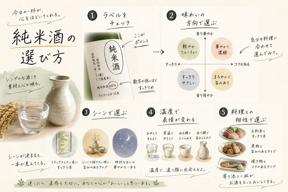 純米酒とは？吟醸酒・本醸造酒との違いまで解説：純米酒の選び方