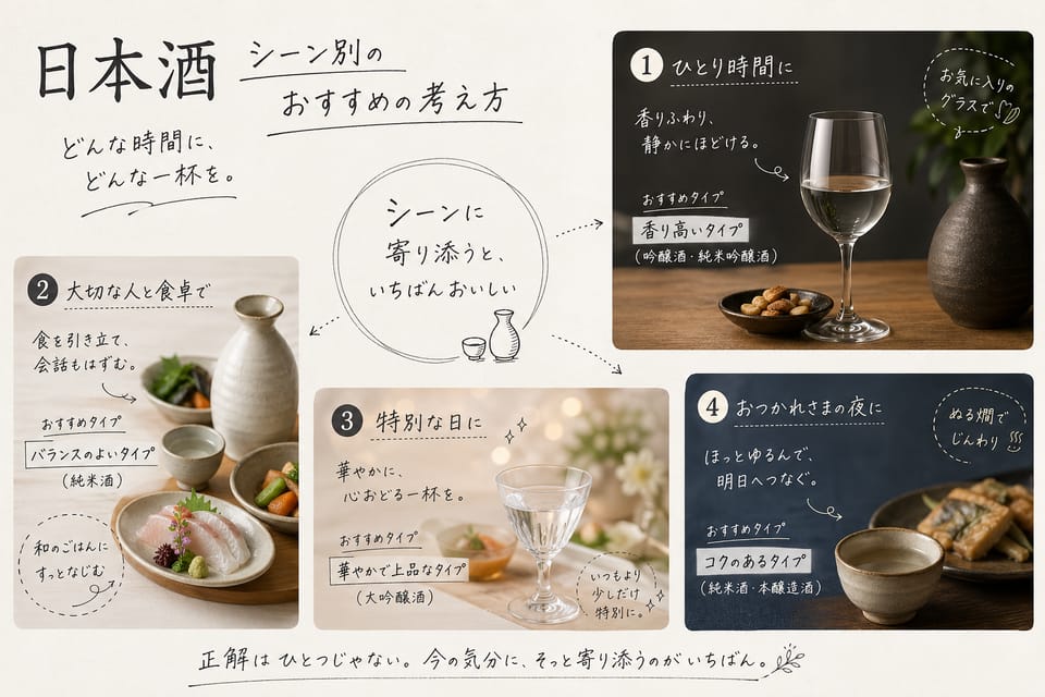 日本酒のおすすめはどう選ぶ?初心者向けの選び方を解説:シーン別のおすすめの考え方