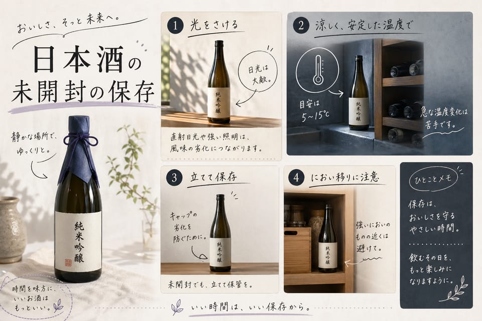日本酒の保存方法｜開封後・要冷蔵・生酒の扱いまで解説：未開封の保存