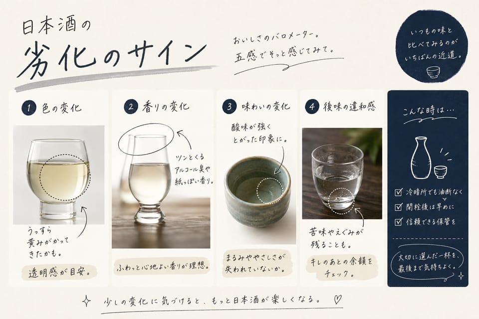 日本酒の保存方法｜開封後・要冷蔵・生酒の扱いまで解説：劣化のサイン