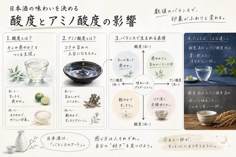 日本酒の甘口辛口とは？日本酒度・酸度の読み方を解説：酸度とアミノ酸度の影響