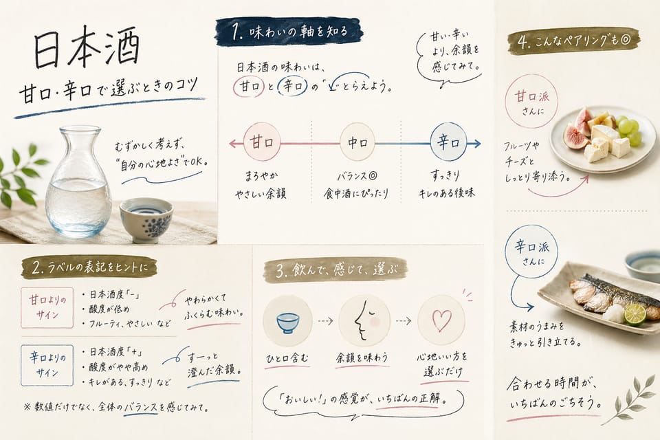 日本酒の甘口辛口とは？日本酒度・酸度の読み方を解説：甘口・辛口で選ぶときのコツ
