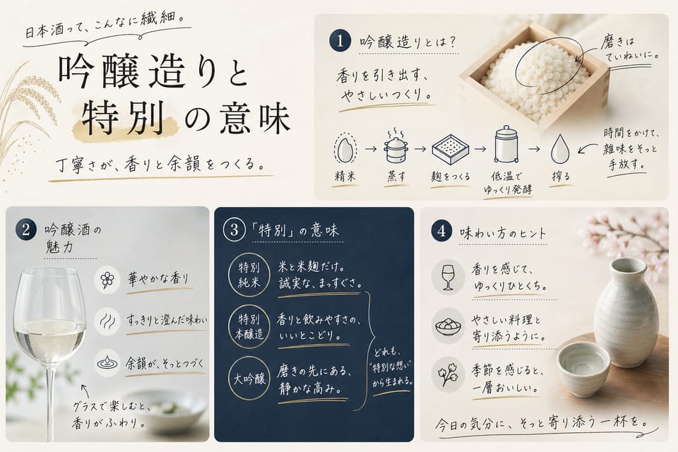 特定名称酒とは？8分類とラベルの読み方を解説：吟醸造りと 特別 の意味
