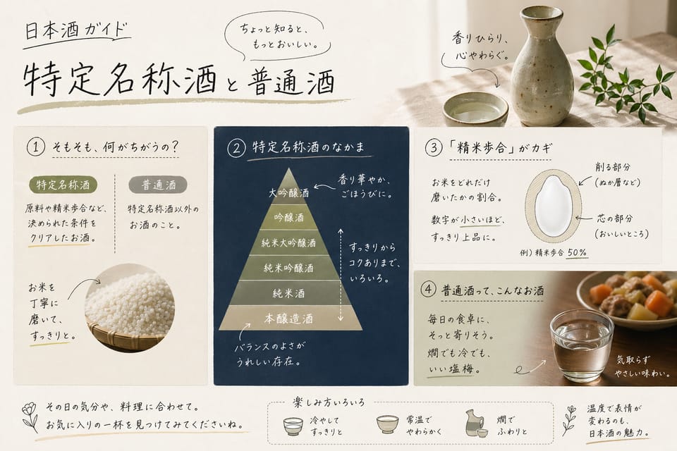 日本酒の種類一覧｜特定名称酒8種類と生酒・にごり酒の違い：特定名称酒と普通酒