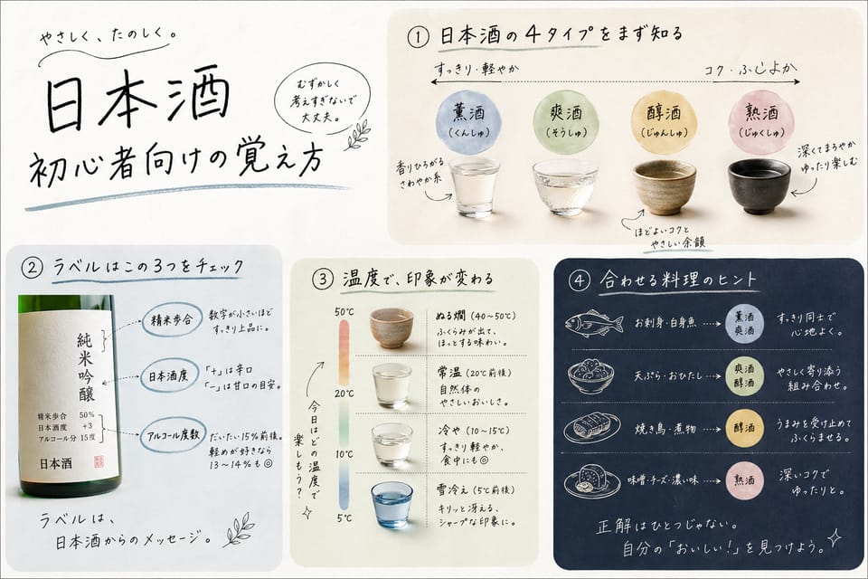 日本酒の種類一覧｜特定名称酒8種類と生酒・にごり酒の違い：初心者向けの覚え方