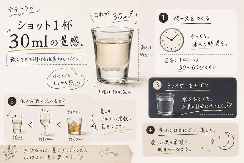 テキーラのショット1杯30mlの量感：飲みすぎを避ける現実的なポイント