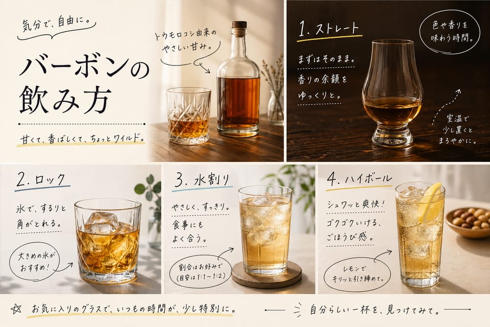 バーボンとは？定義・原料・味・スコッチとの違いを解説：バーボンの飲み方