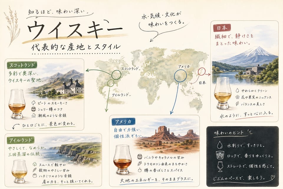 ウイスキーとは？初心者から専門家までわかる完全ガイド：代表的な産地とスタイル