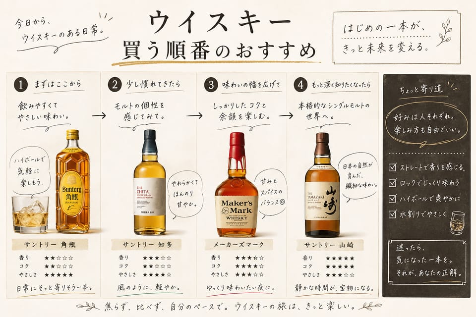 ウイスキーのおすすめはどう選ぶ？初心者から失敗しにくい選び方：買う順番のおすすめ