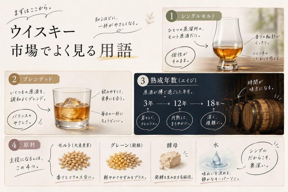 ウイスキーの種類一覧｜定義とスタイルをまとめて解説：市場でよく見る用語